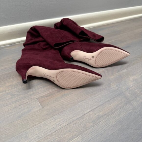 Jessica Simpson Faux Suede Burgundy Boots 8 - Picture 6 of 8